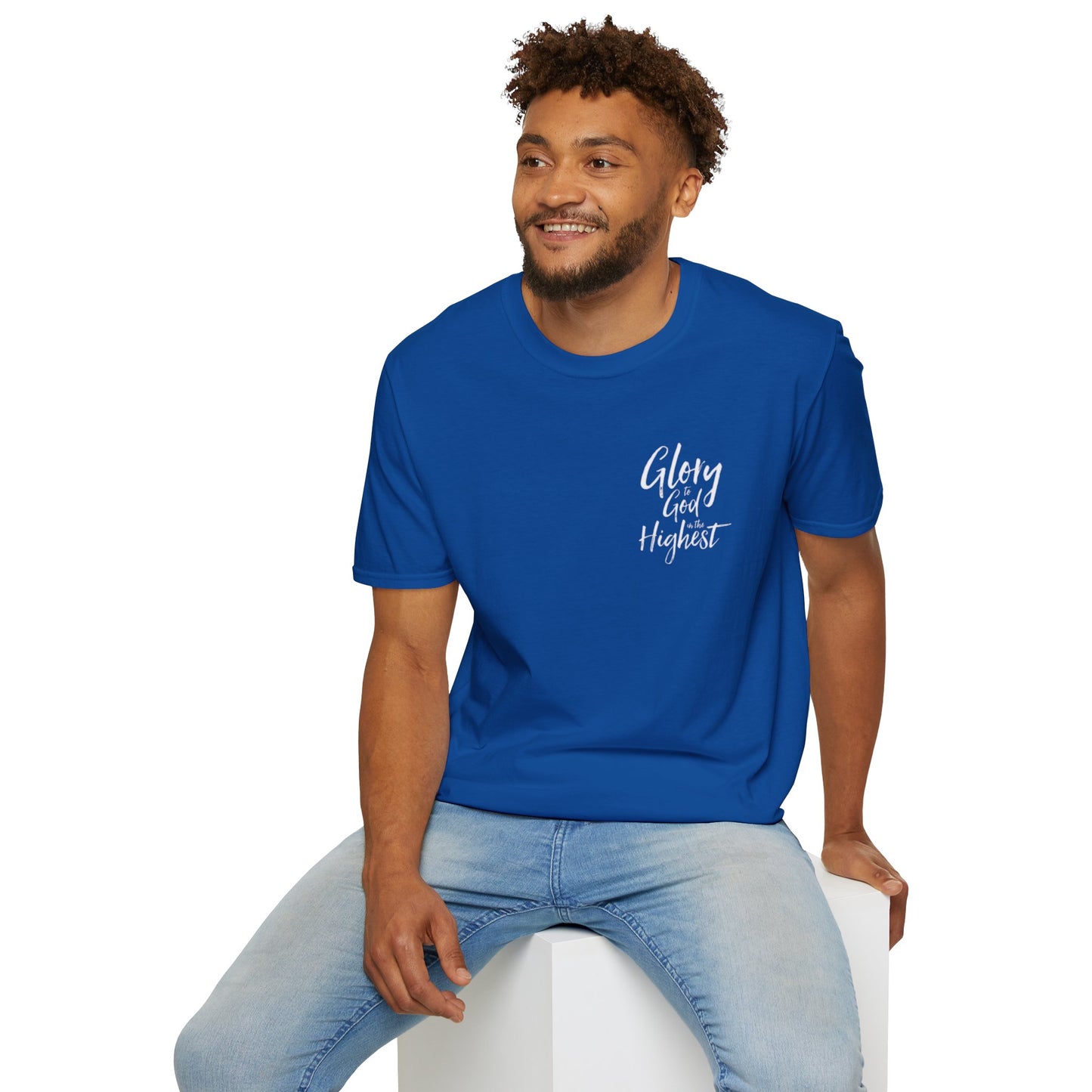 Christian Unisex Softstyle T-Shirt with 'Glory God Highest' Design