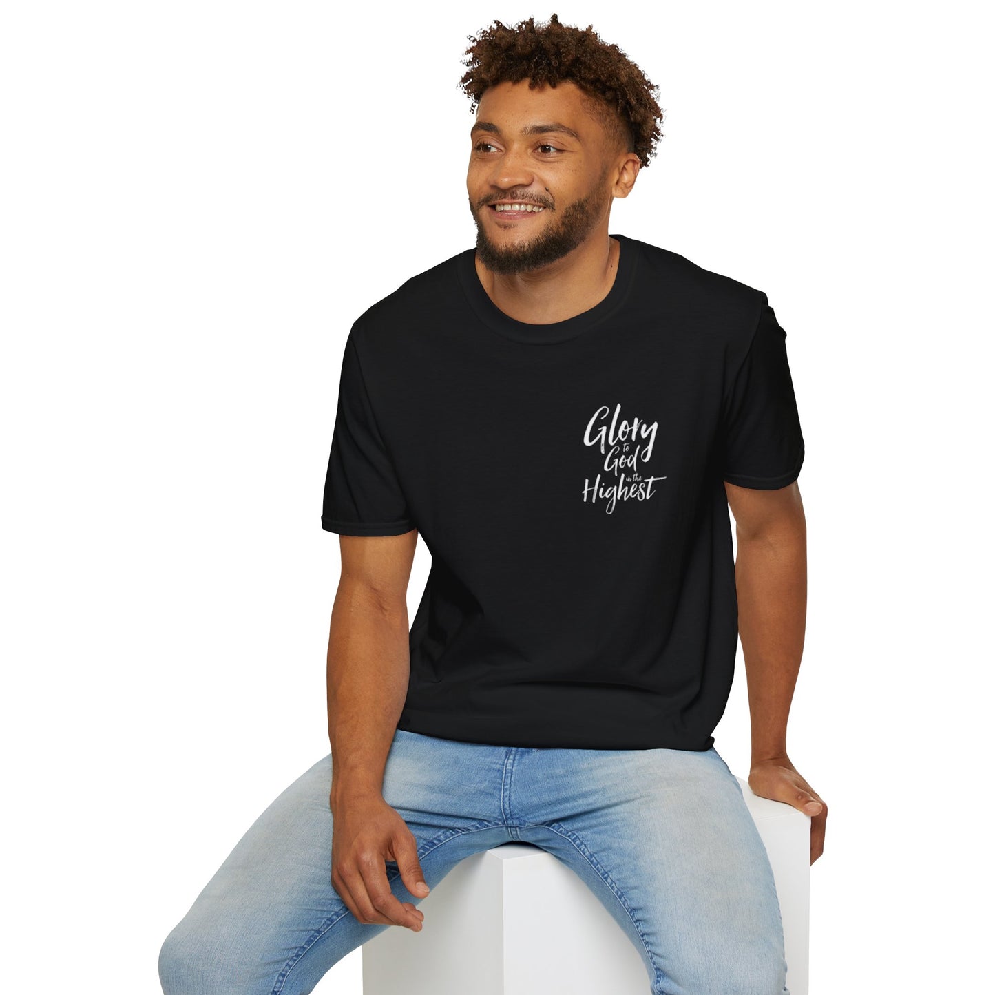 Christian Unisex Softstyle T-Shirt with 'Glory God Highest' Design