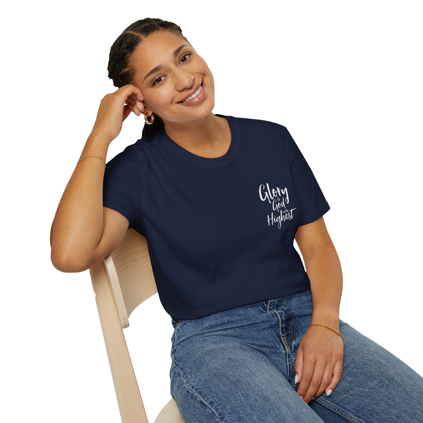 Christian Unisex Softstyle T-Shirt with 'Glory God Highest' Design
