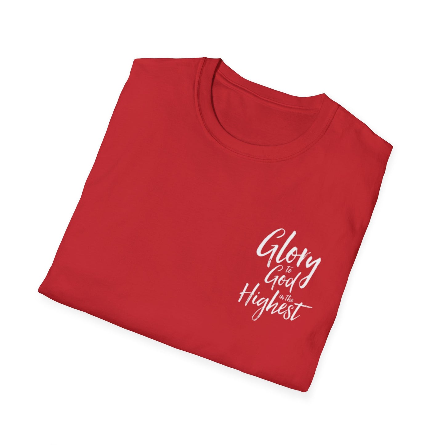 Christian Unisex Softstyle T-Shirt with 'Glory God Highest' Design