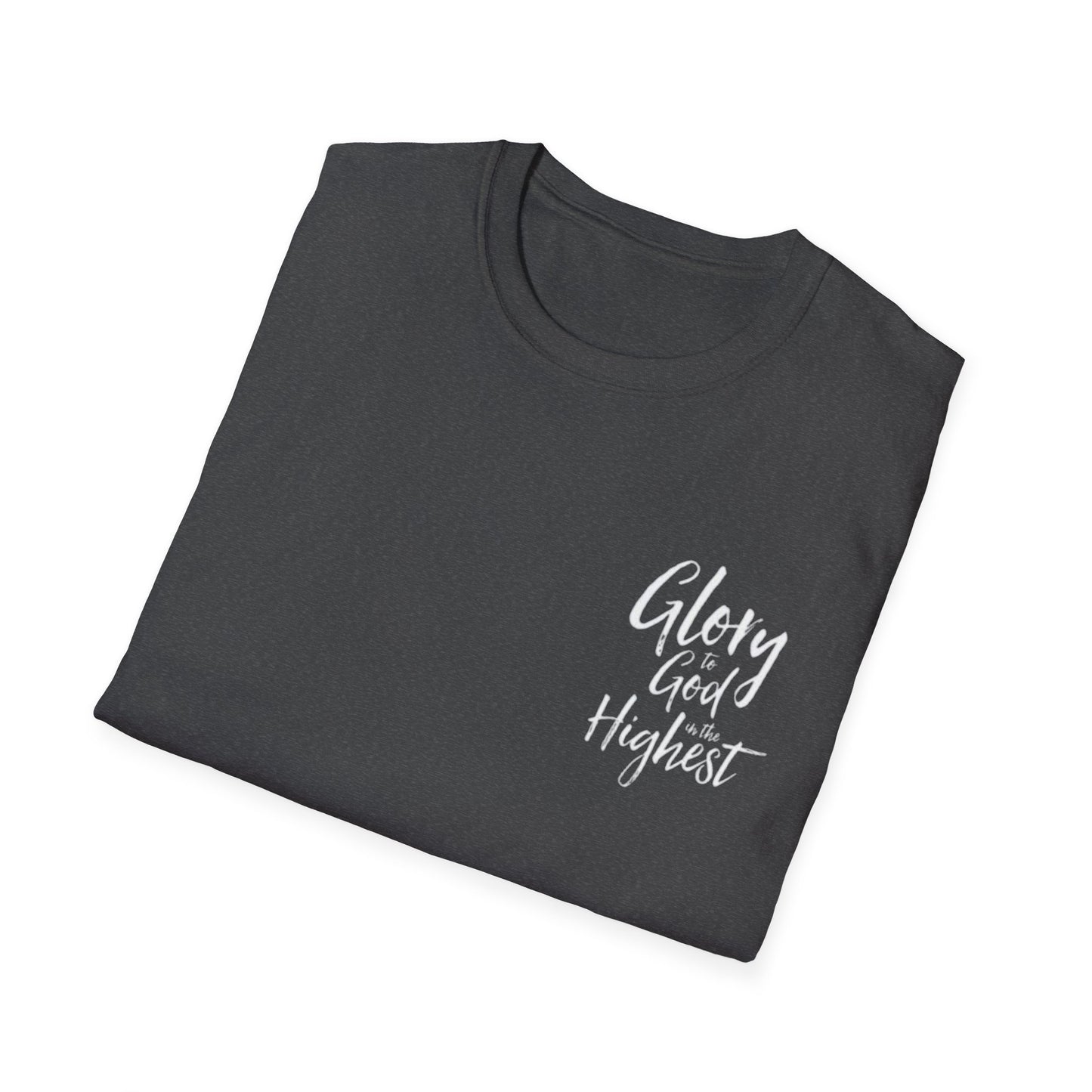 Christian Unisex Softstyle T-Shirt with 'Glory God Highest' Design