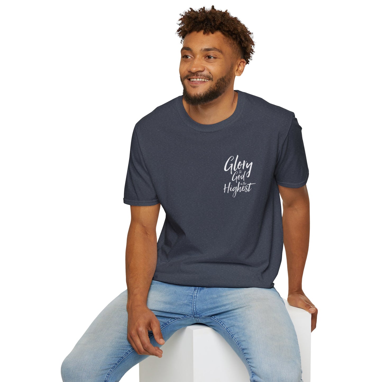 Christian Unisex Softstyle T-Shirt with 'Glory God Highest' Design