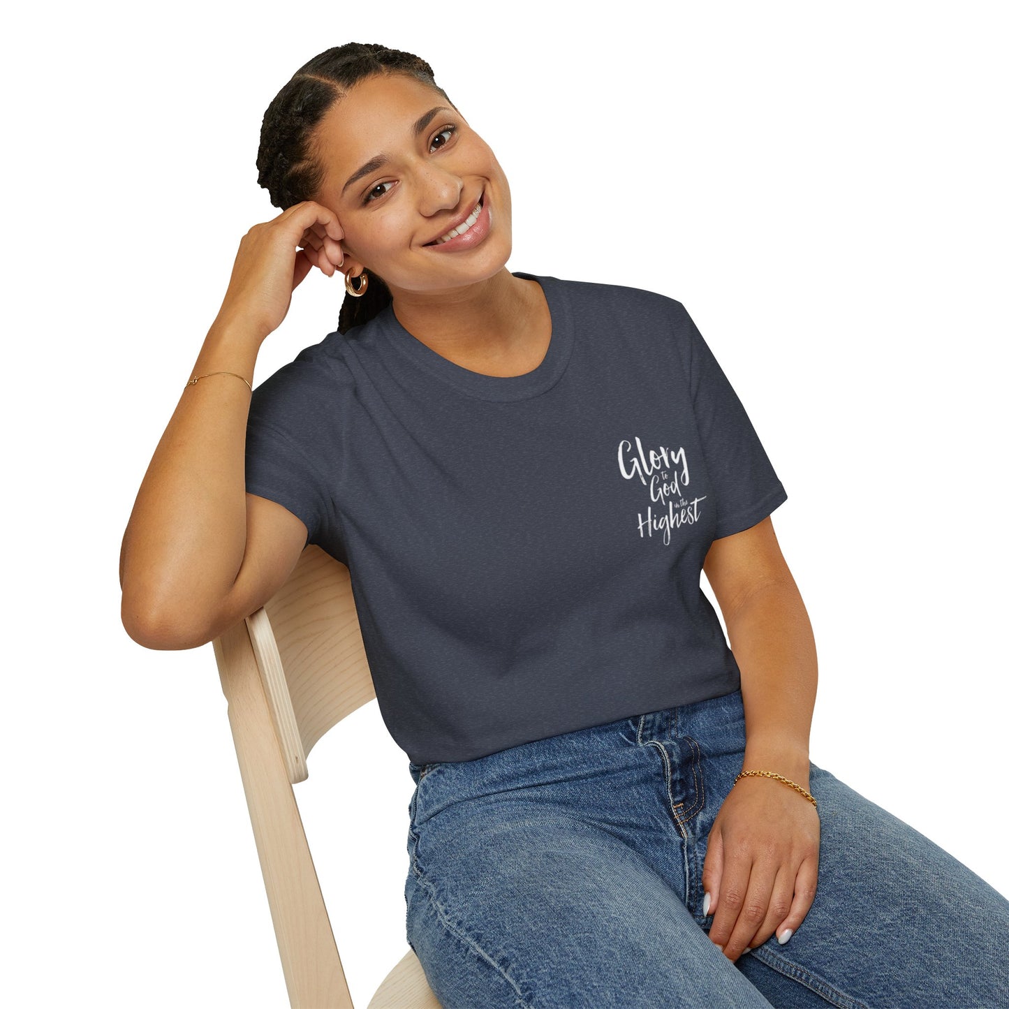 Christian Unisex Softstyle T-Shirt with 'Glory God Highest' Design