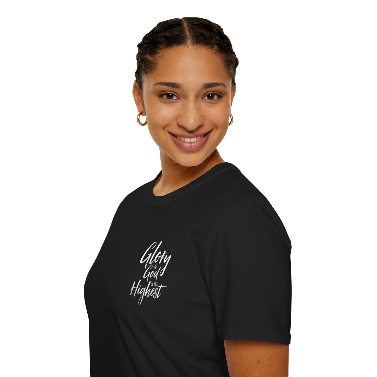 Christian Unisex Softstyle T-Shirt with 'Glory God Highest' Design
