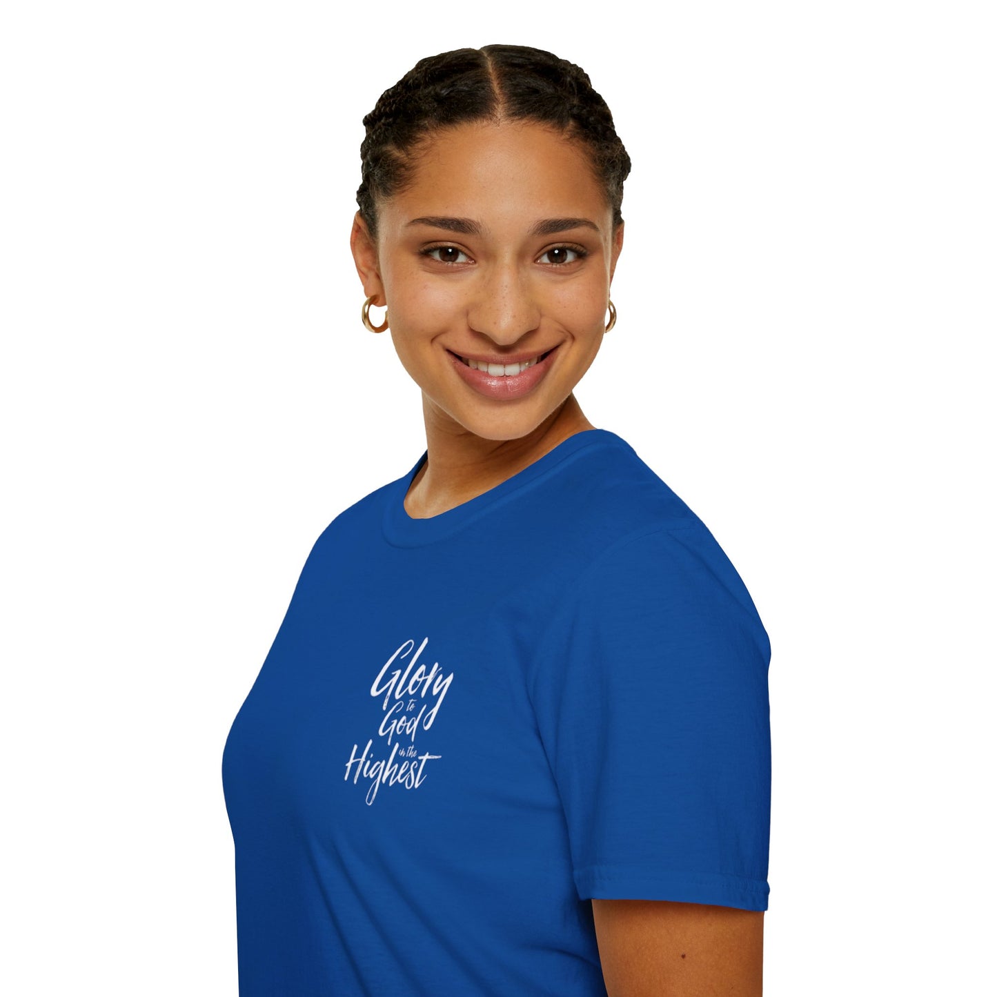 Christian Unisex Softstyle T-Shirt with 'Glory God Highest' Design