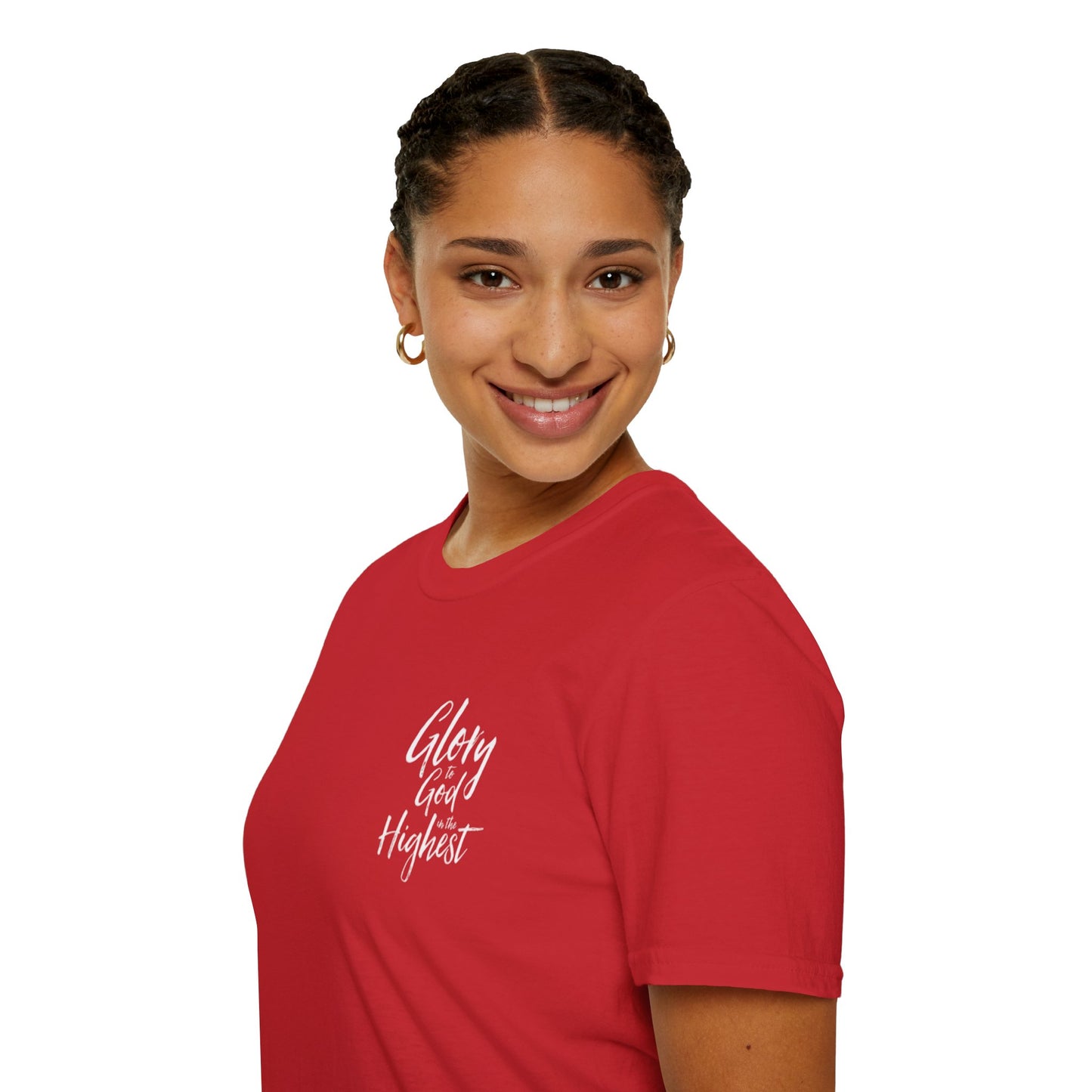 Christian Unisex Softstyle T-Shirt with 'Glory God Highest' Design