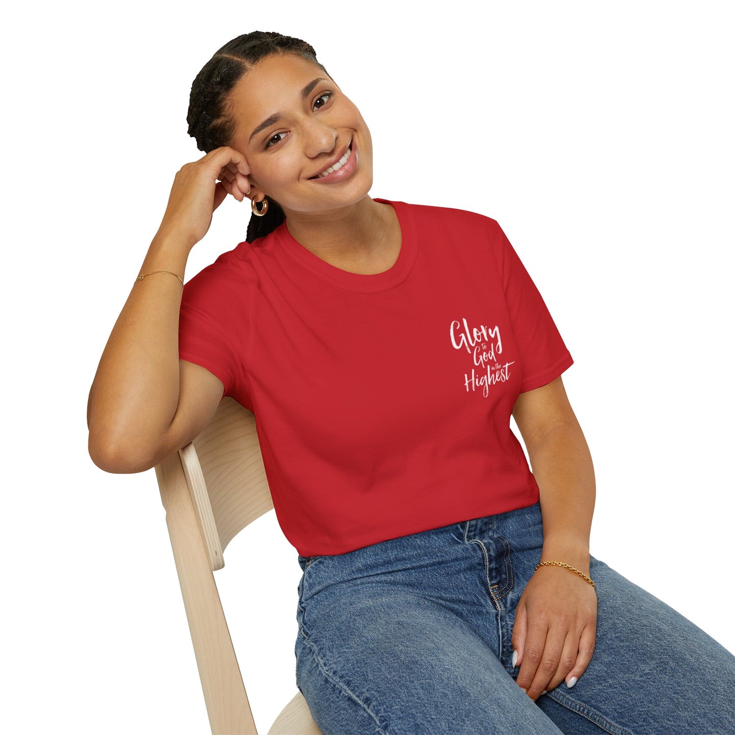 Christian Unisex Softstyle T-Shirt with 'Glory God Highest' Design