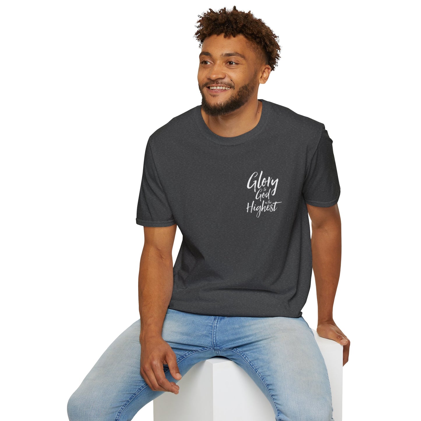 Christian Unisex Softstyle T-Shirt with 'Glory God Highest' Design
