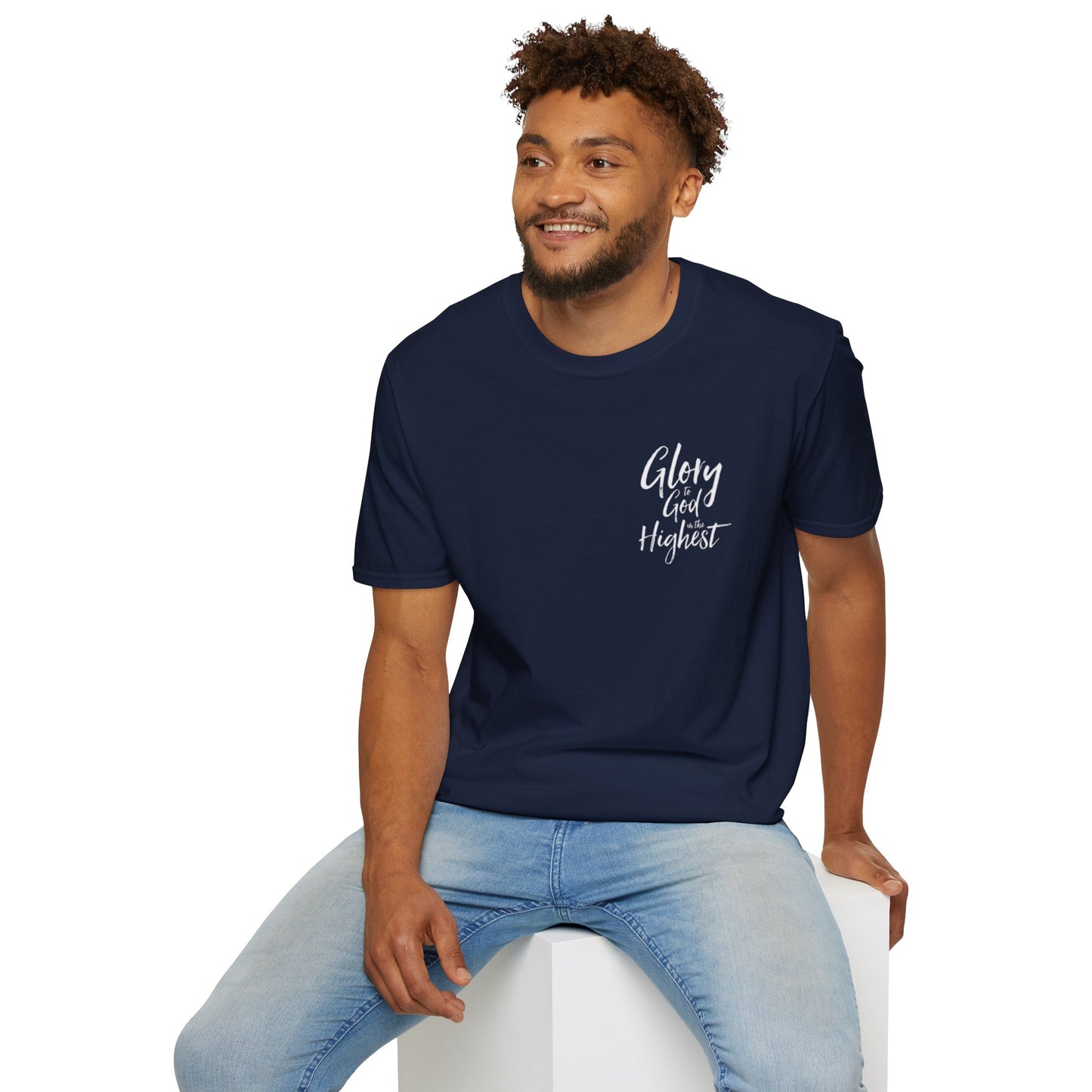 Christian Unisex Softstyle T-Shirt with 'Glory God Highest' Design
