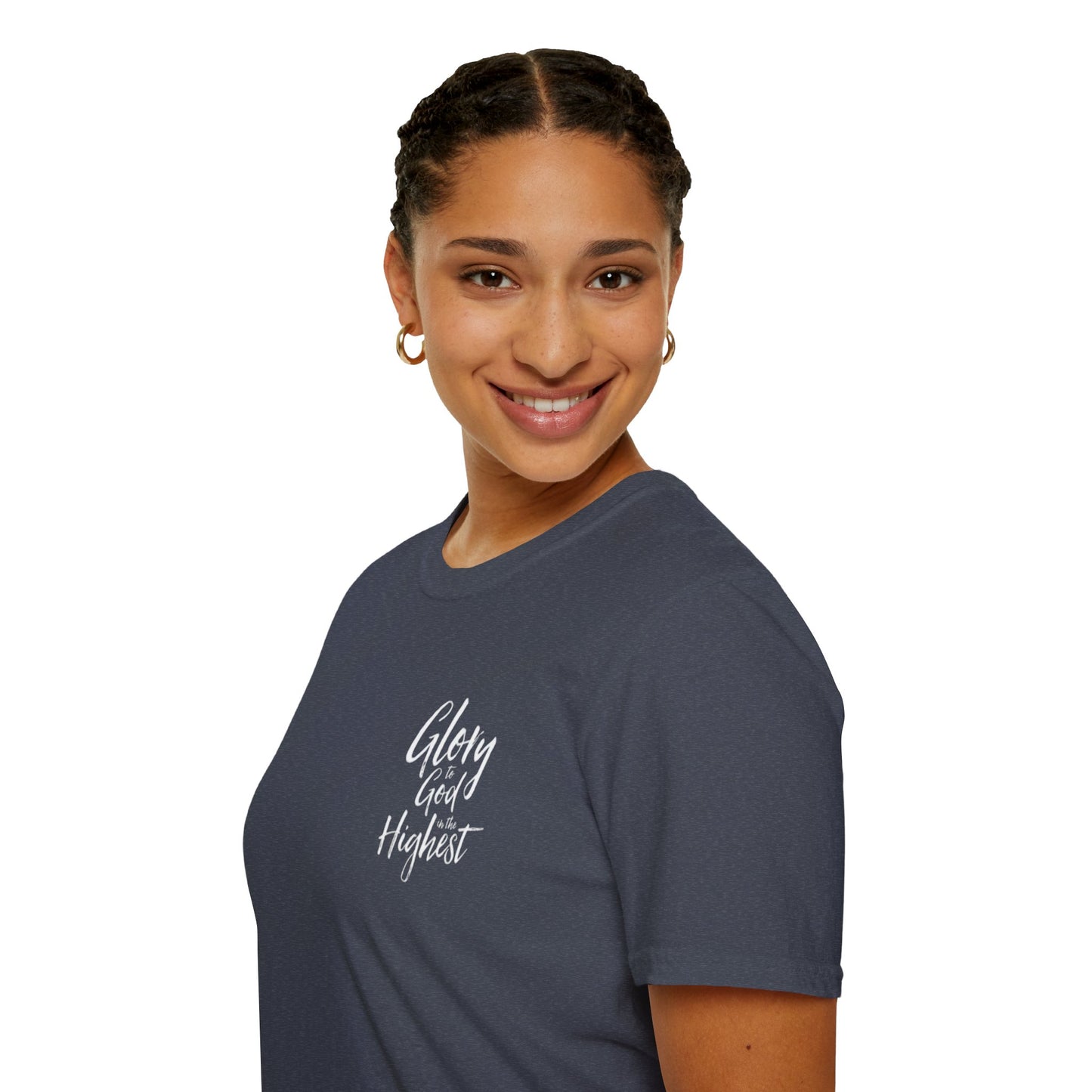 Christian Unisex Softstyle T-Shirt with 'Glory God Highest' Design