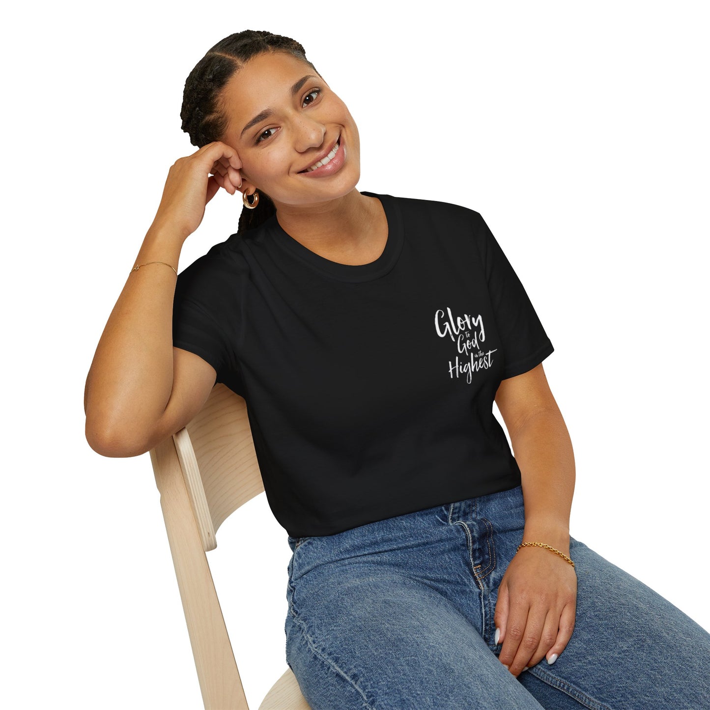 Christian Unisex Softstyle T-Shirt with 'Glory God Highest' Design