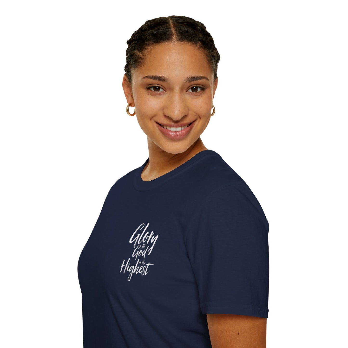 Christian Unisex Softstyle T-Shirt with 'Glory God Highest' Design