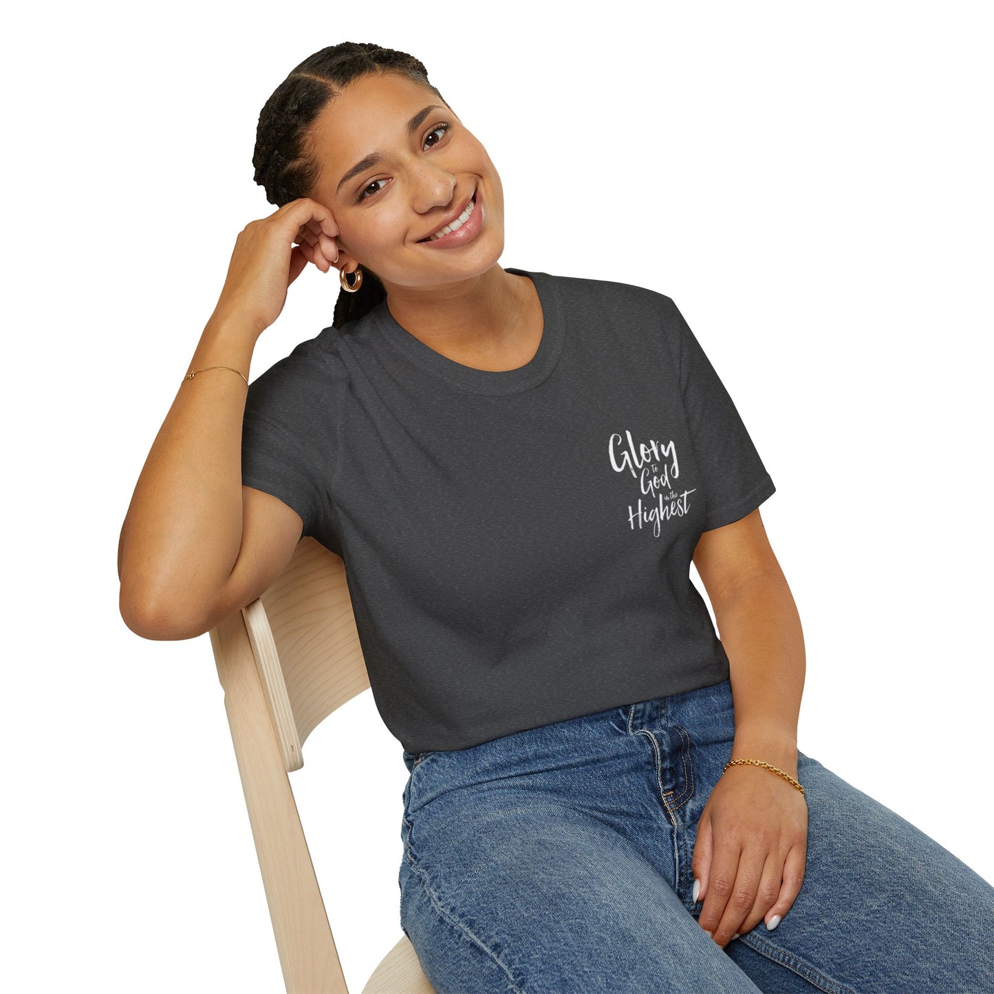 Christian Unisex Softstyle T-Shirt with 'Glory God Highest' Design