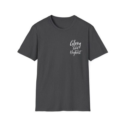 Christian Unisex Softstyle T-Shirt with 'Glory God Highest' Design