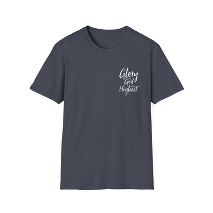 Christian Unisex Softstyle T-Shirt with 'Glory God Highest' Design