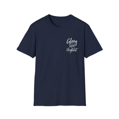 Christian Unisex Softstyle T-Shirt with 'Glory God Highest' Design