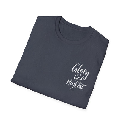 Christian Unisex Softstyle T-Shirt with 'Glory God Highest' Design